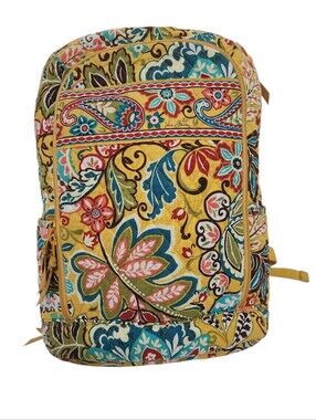 Vera Bradley Quilted Floral Print Yellow Backpack Women